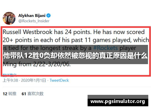 他带队12胜0负却依然被忽视的真正原因是什么